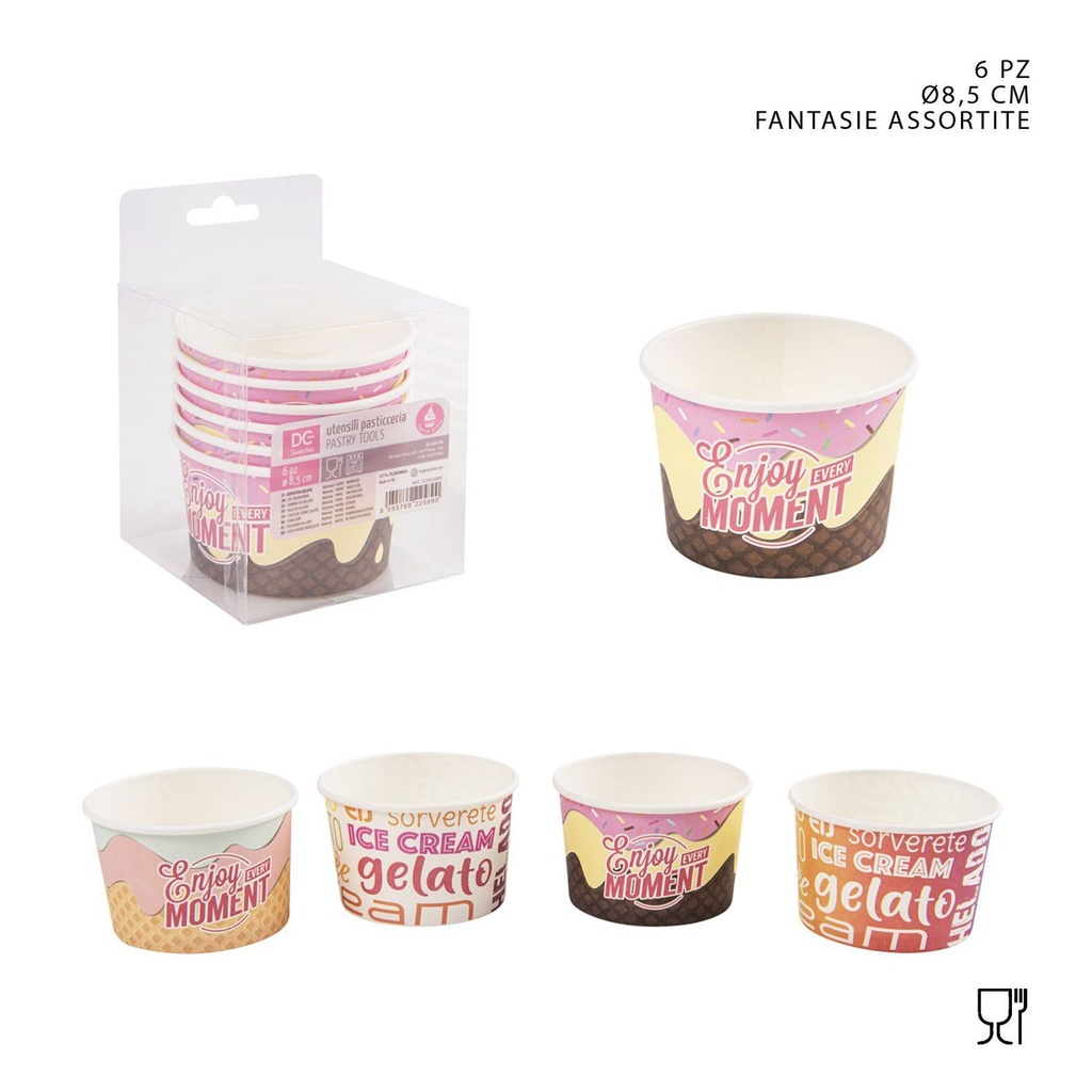 Tarrinas de papel para helado 8.5cm 6pz