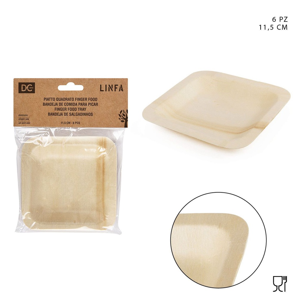 Bandeja de madera para aperitivos 11.5 cm 6PZ - Accesorios de cocina y bandejas