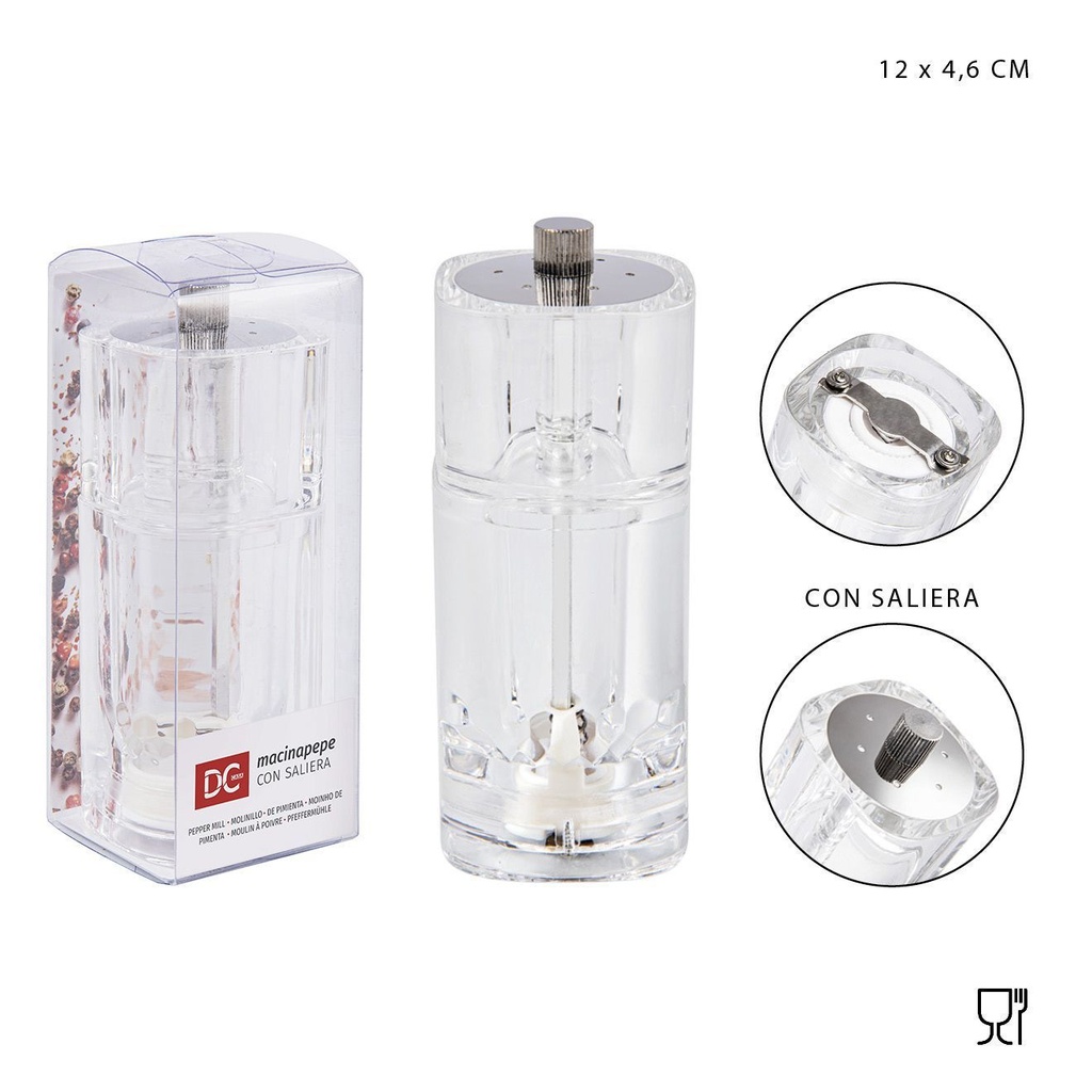 Molinillo de pimienta y salero 12X4.6CM - Utensilio de cocina