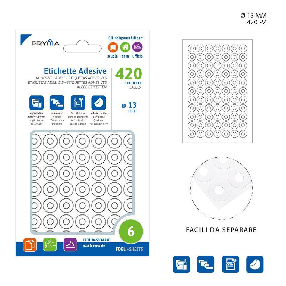 Pegatina para espirales 13cm 6FF blanco para material escolar