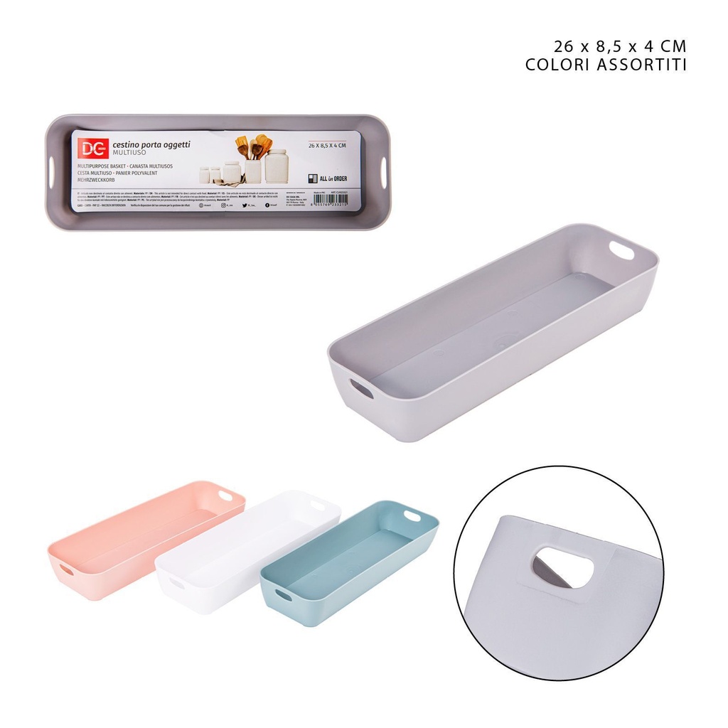 Cesta multiuso de plástico 26x8.5x4cm - Artículos de plástico y almacenamiento