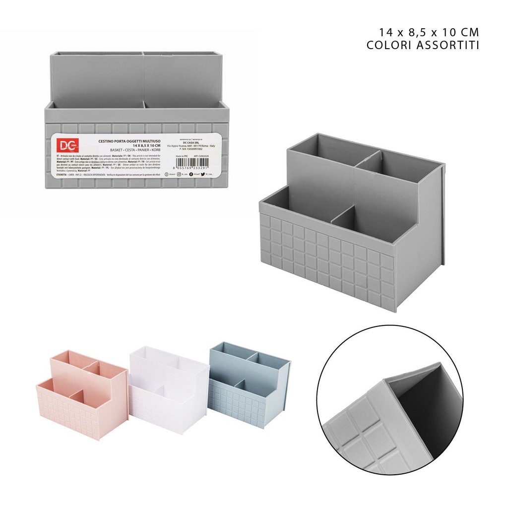 Cesta multiuso de plástico 14x8.5x10 cm 4 compartimentos - Utensilios de cocina