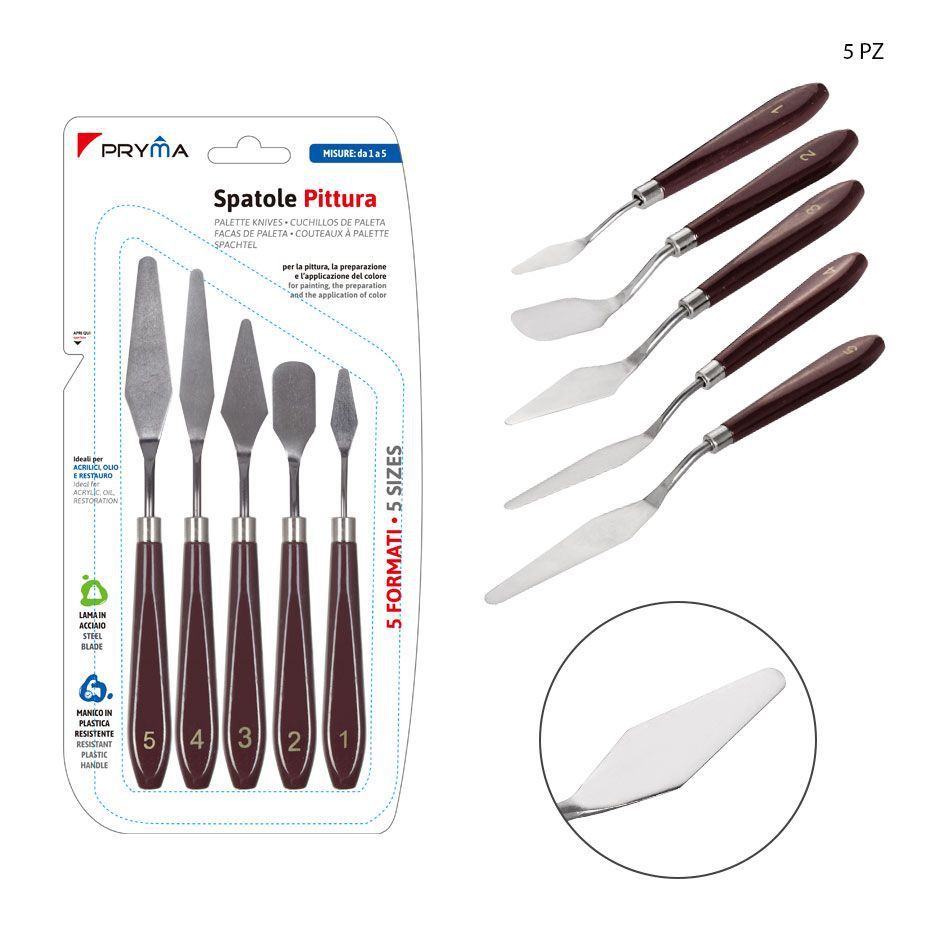 Espátula para pintura al óleo N.1-2-3-4-5 5pz - Material de artes