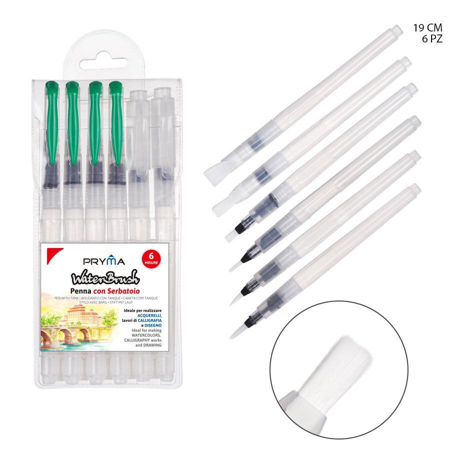 Pincel recargable de acuarela de 19 cm 6 pcs - Material de arte
