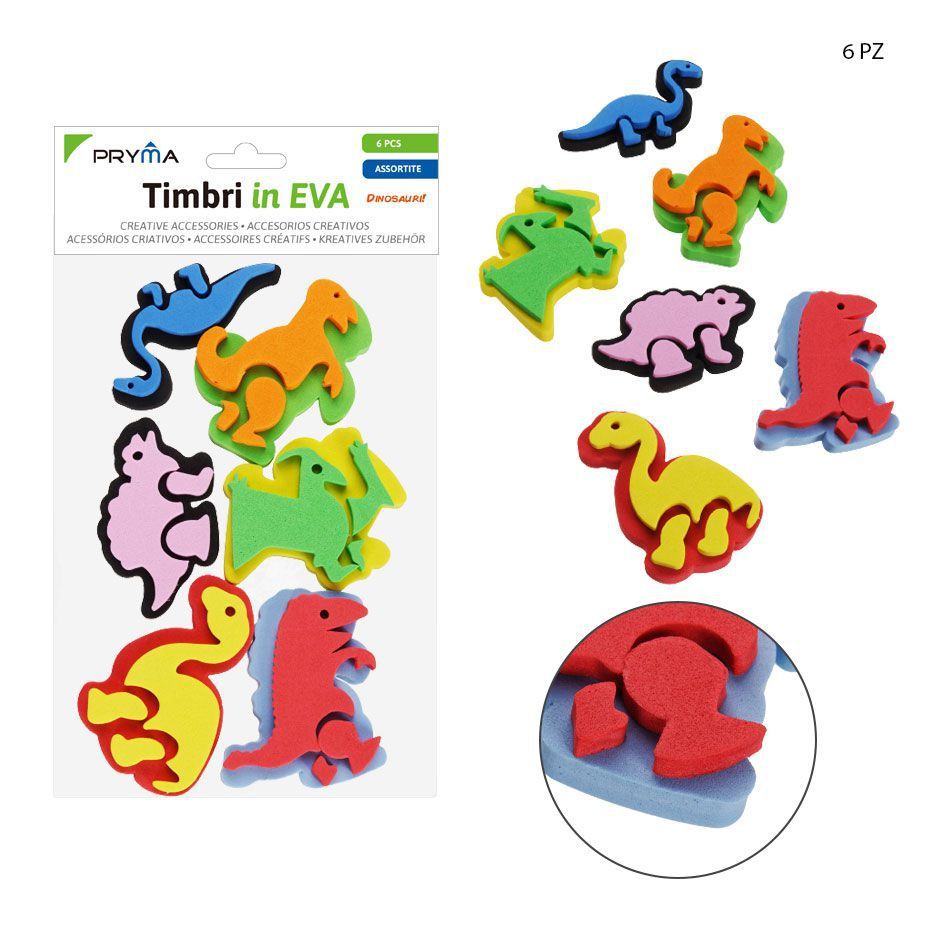 Sellos de goma EVA dinosaurios 6pz