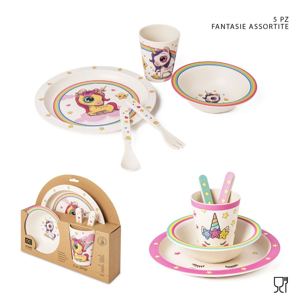 Set de platos y cubiertos para niños 5pcs