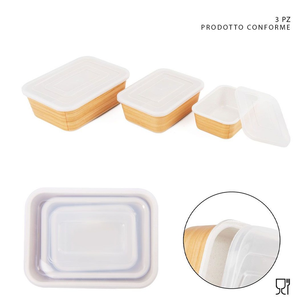 Recipiente 16x12x5.7cm 3pcs para almacenar alimentos