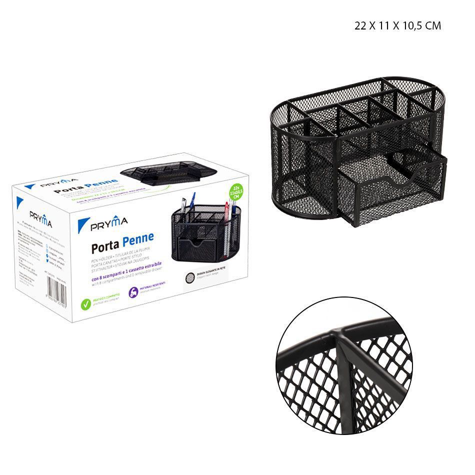 Portalápices multiuso negro 22x11x10.5 cm - Accesorios de oficina