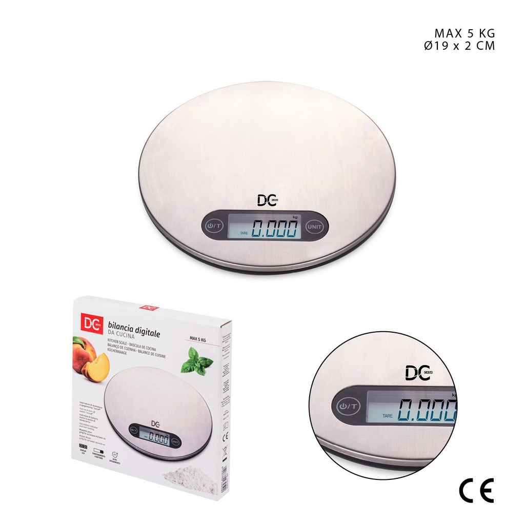 Báscula de cocina digital redonda 5 kg - Utensilios de cocina