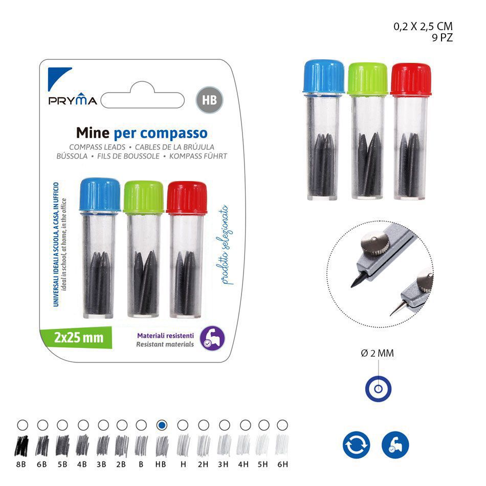 Minas HB de compás 9 PZ - Accesorios de oficina