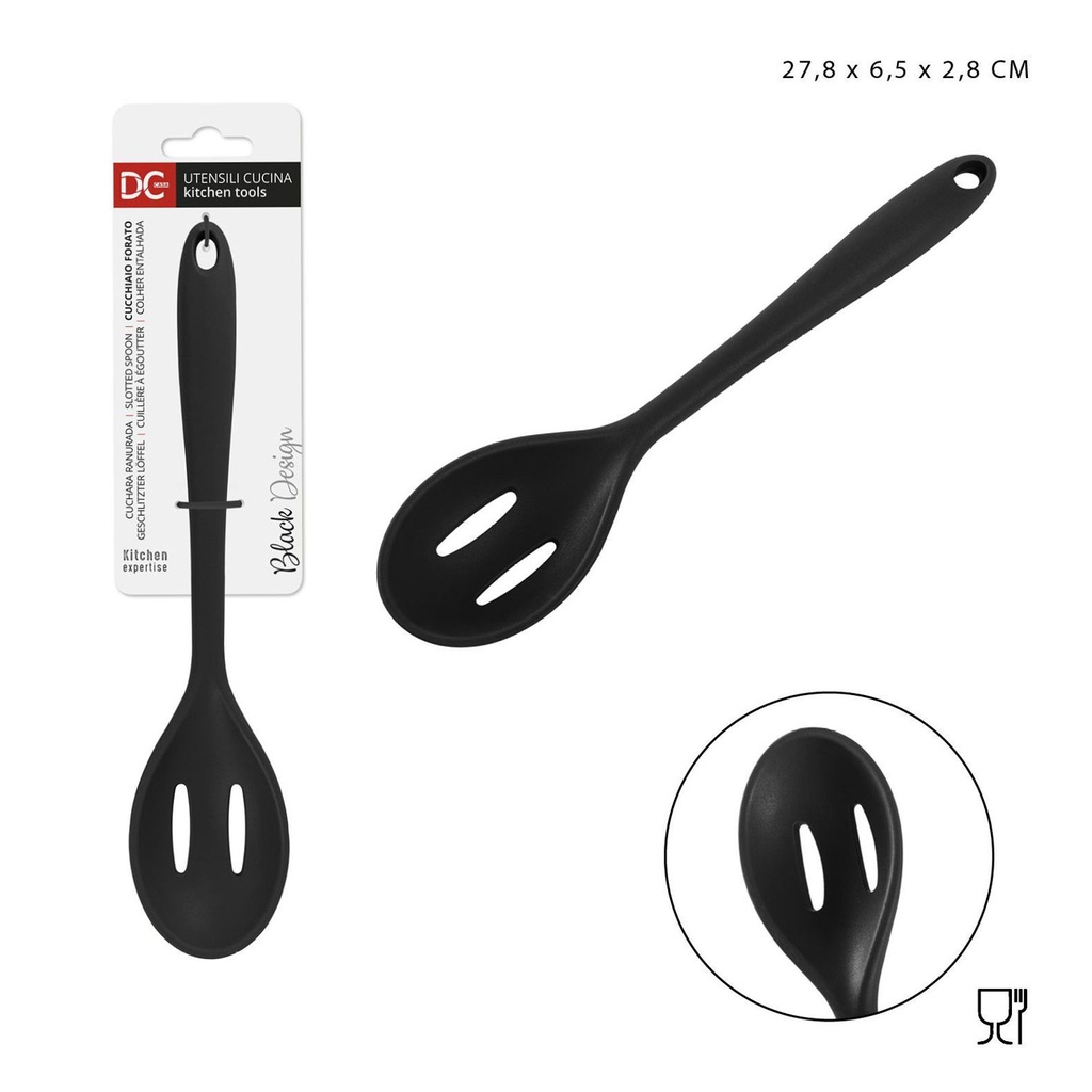 Cuchara grande perforada silicona 27.8x6.5x2.8cm para cocina