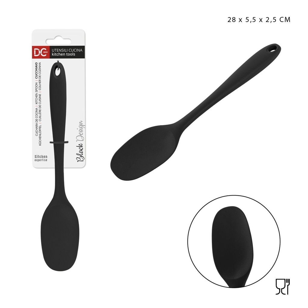 Cuchara de silicona negra 28x5.5x2.5 cm - Accesorios de cocina