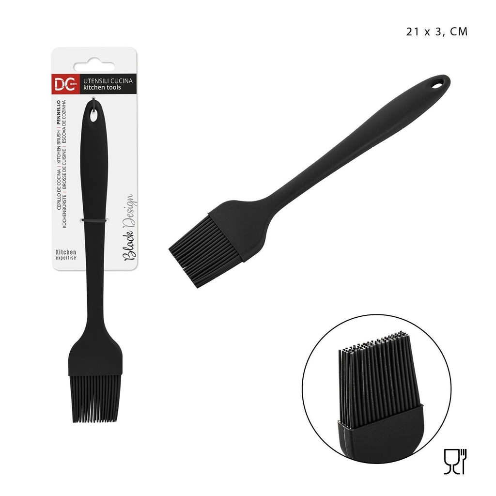 Pincel de silicona negro 21x3.5x1.3cm - Accesorios de cocina