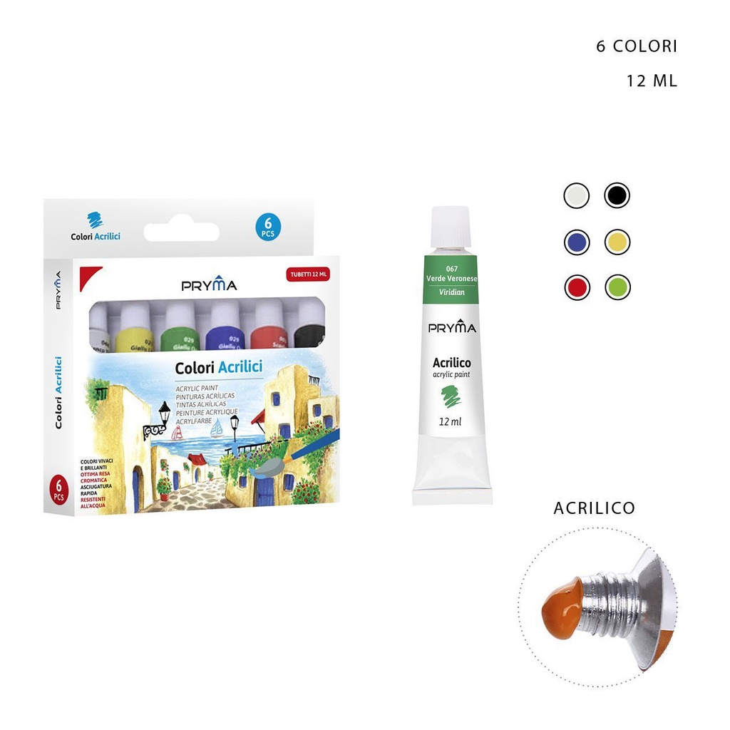 Pintura acrílica 12ml 6pcs útiles de dibujo