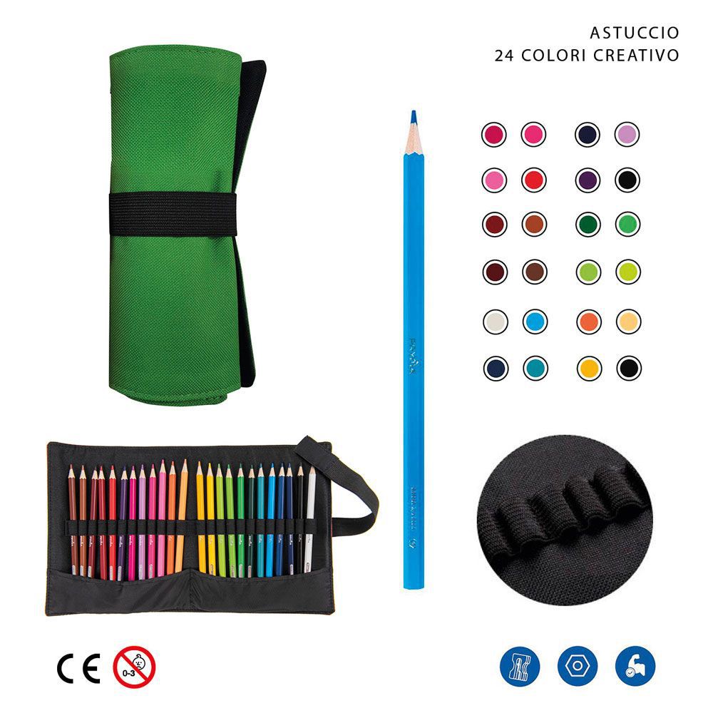 Estuche de lápices de colores 24pz 36.5x20cm para materiales escolares
