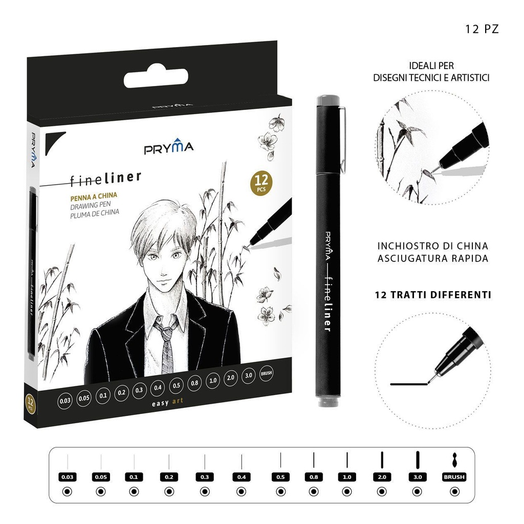 Rotulador Fineliner set 12 piezas para dibujo