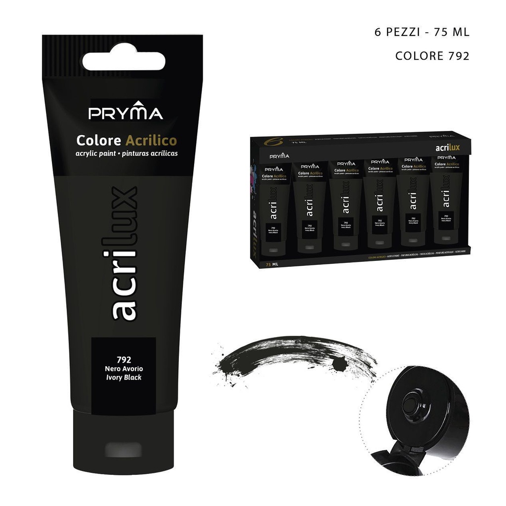 Pintura acrílica 75ml N.792 negro marfil para arte