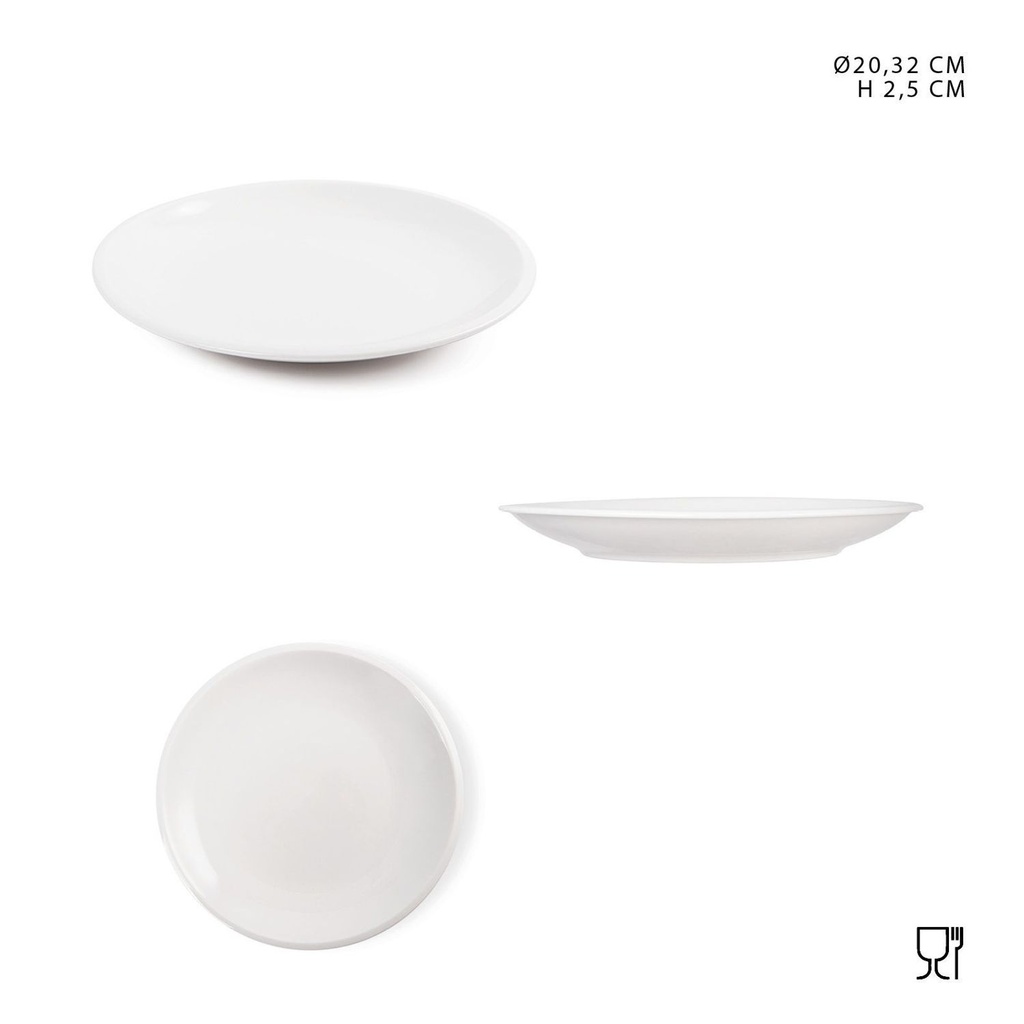 Plato de porcelana para fruta 20.32cm para cocina