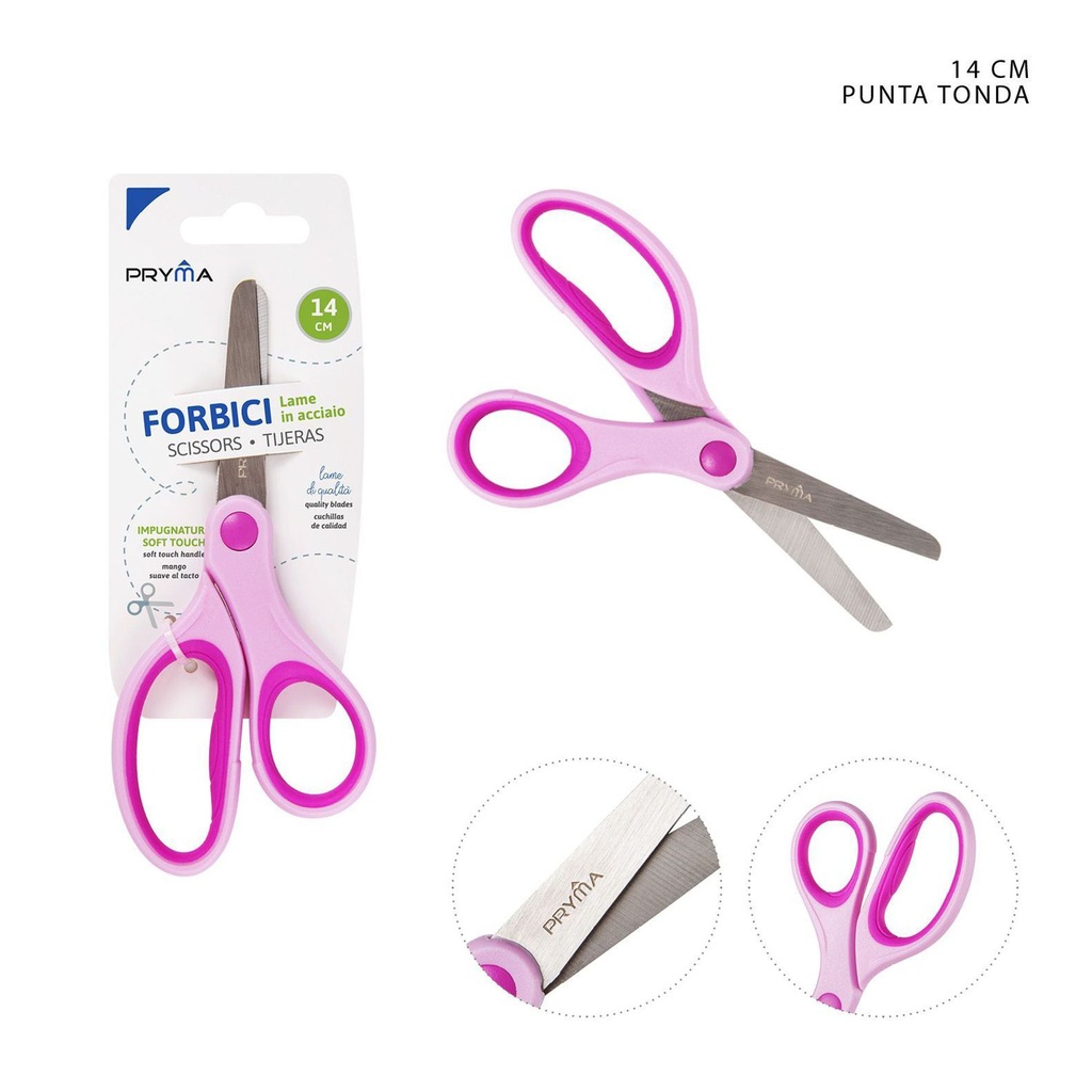 Tijeras Soft Touch bicolor cabeza redonda 14cm para corte
