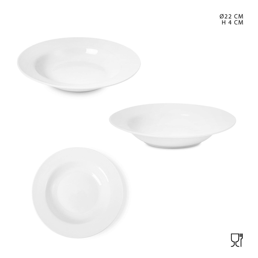 Plato hondo porcelana 22cm para comedor