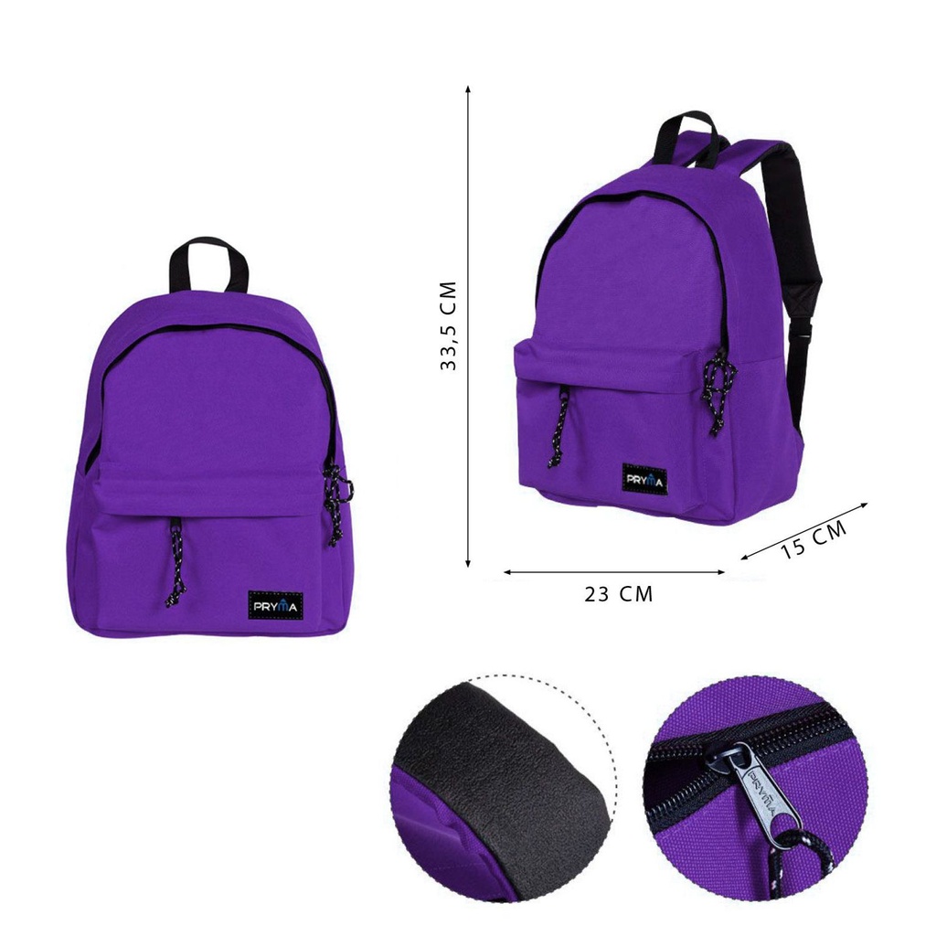 Mochila escolar morada 33.5x23x15cm