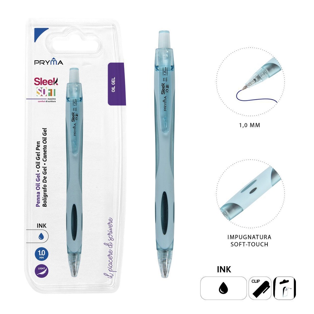 Bolígrafo de clic suave de gel 0.7mm azul para escritura