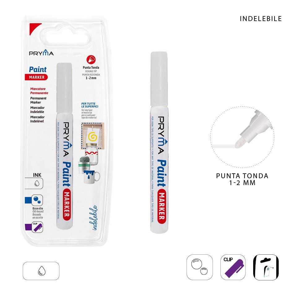 Rotulador redondo de pintura 2mm blanco para manualidades