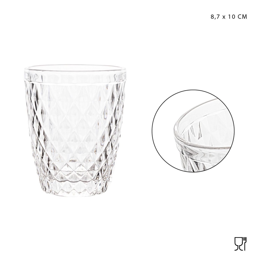 Vaso transparente con relieve 300ml para bebidas