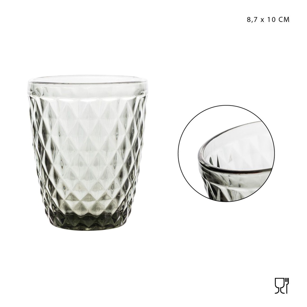 Vaso gris con relieve 300 ml - Utensilios de cristal