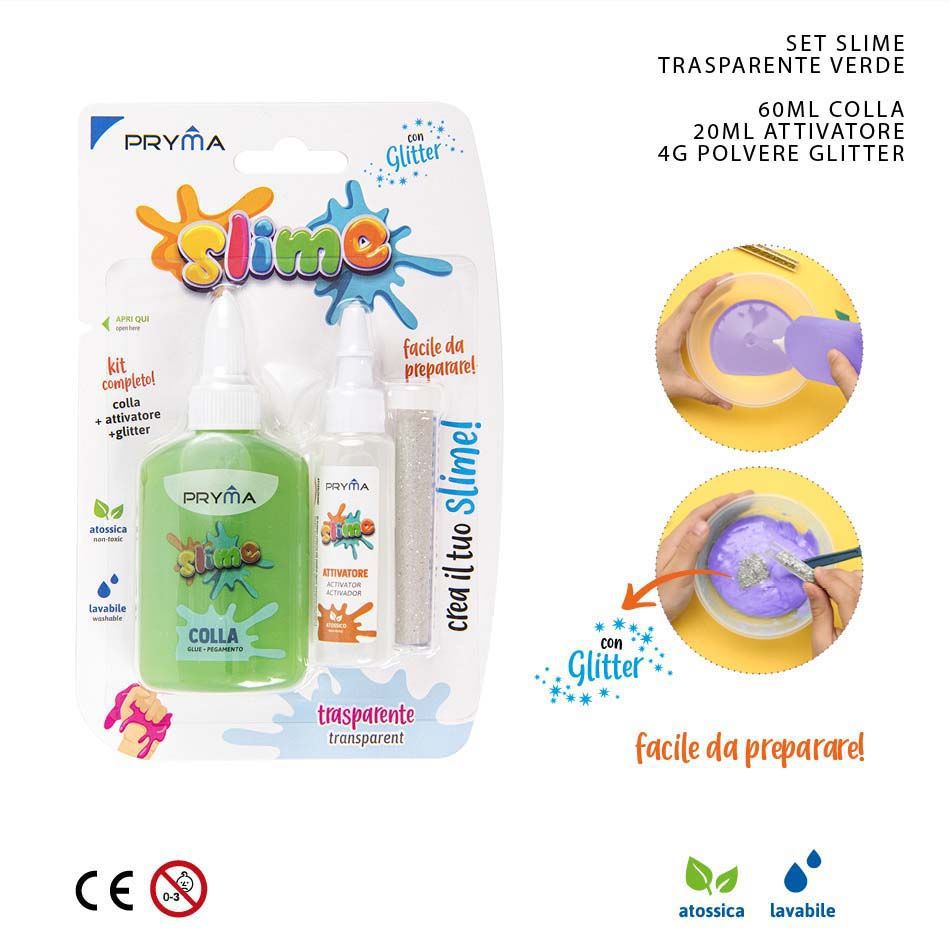 Juego de slime verde transparente 60ml para manualidades