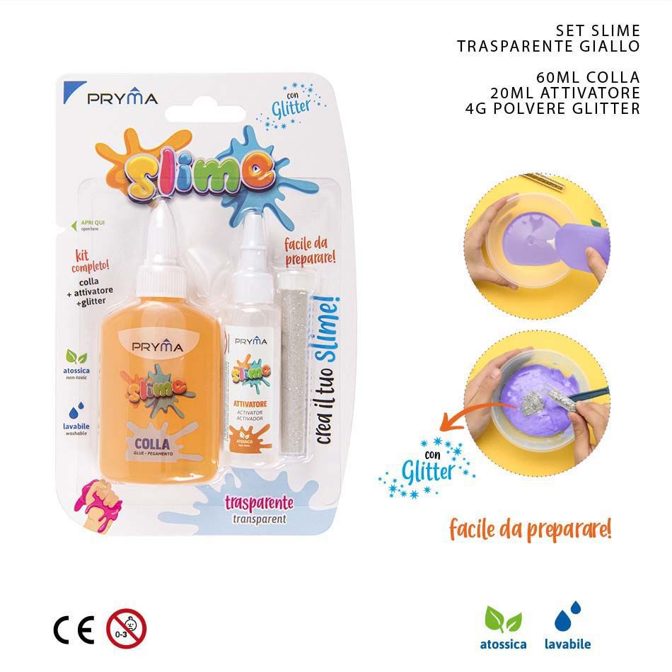 Juego de slime 60ml amarillo transparente para niños y manualidades