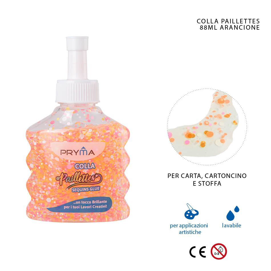 Pegamento con lentejuelas 88ml naranja para manualidades