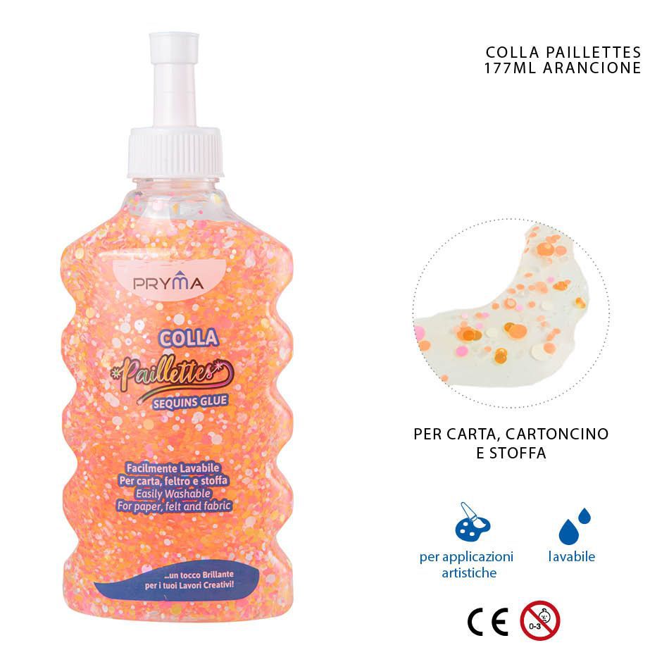 Pegamento con lentejuelas naranja 177ml para manualidades