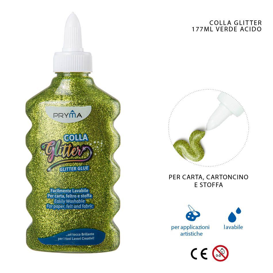 Pegamento con purpurina 177ml verde claro, material escolar