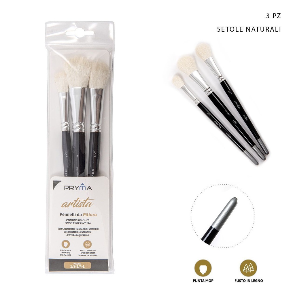 Juego de pinceles ARTISTA serie 3PZ N.1/2-3/4-1 - Material artístico