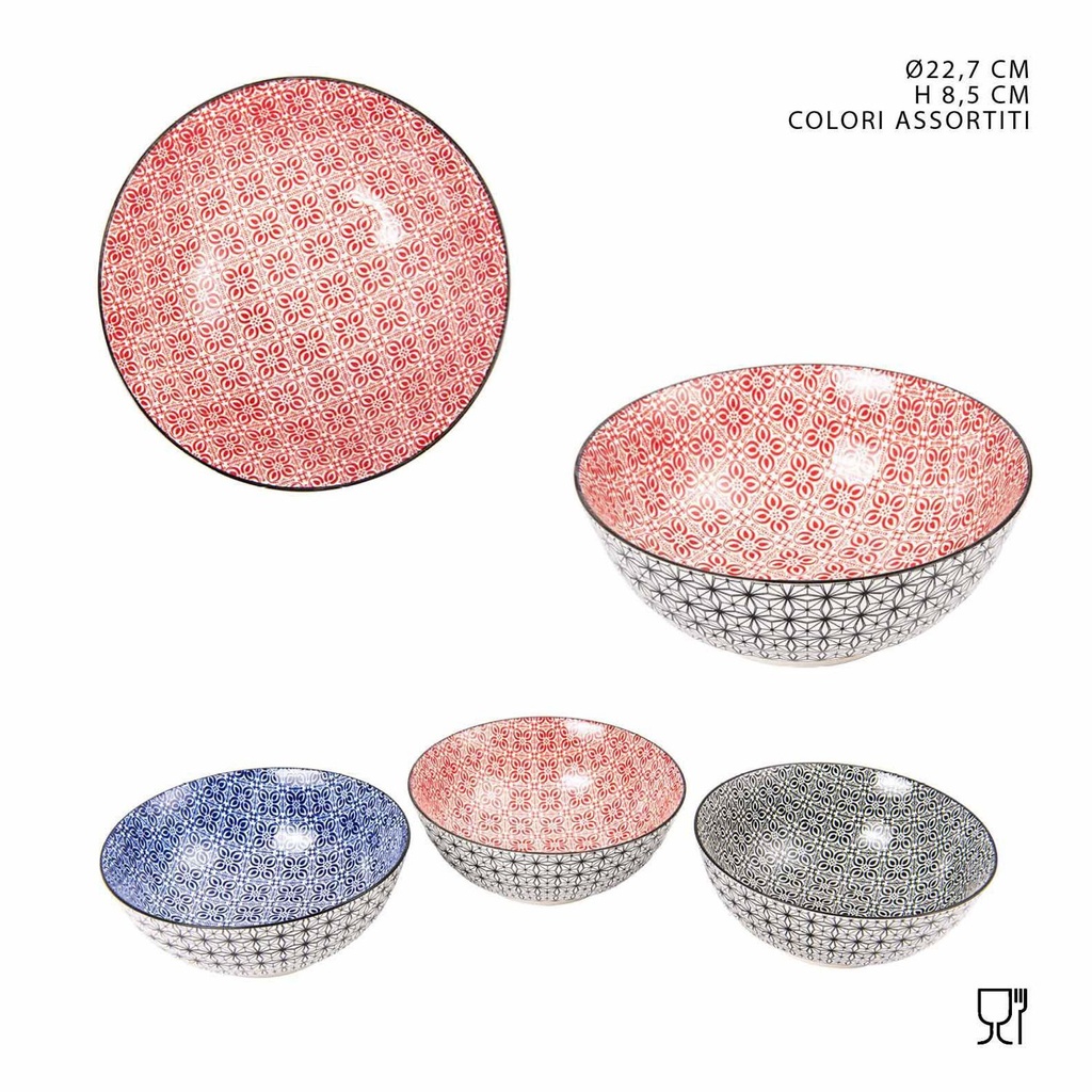 Ensaladera de cerámica con estampado 22.7x8.5 cm - Accesorios de cocina