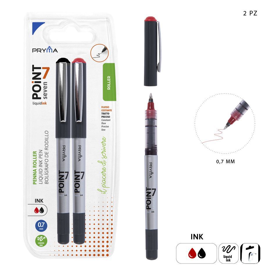 Bolígrafo de tinta 0.7mm 2pz negro/rojo para escritura