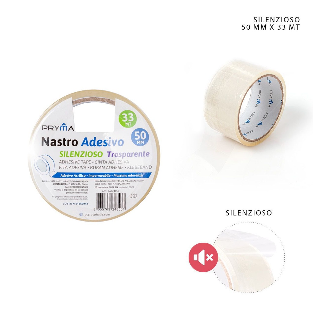 Cinta adhesiva silenciosa transparente 50mm x 33m - Cintas adhesivas