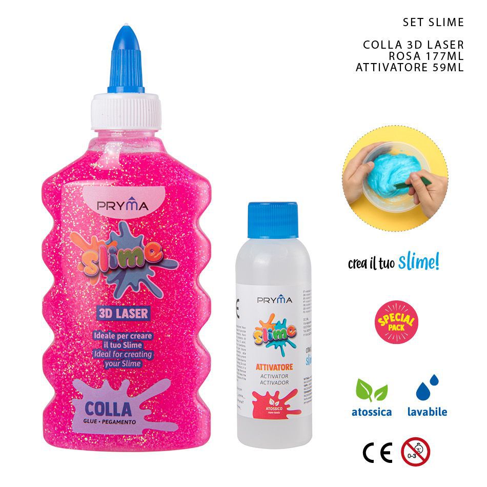 Juego de slime 59ml rosa con glitter