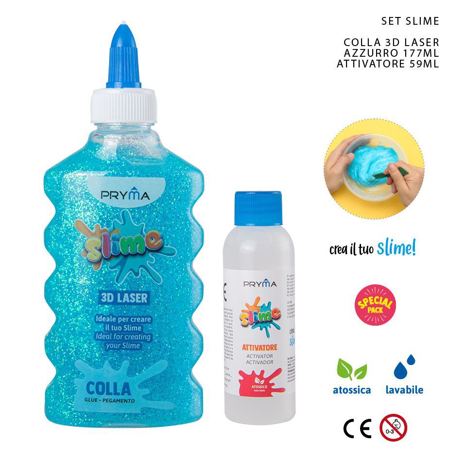 Juego de slime 3D 59ml azul con purpurina