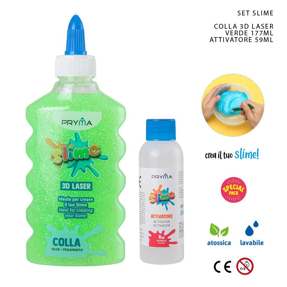 Juego de slime verde 59ml con pegamento 3D para manualidades