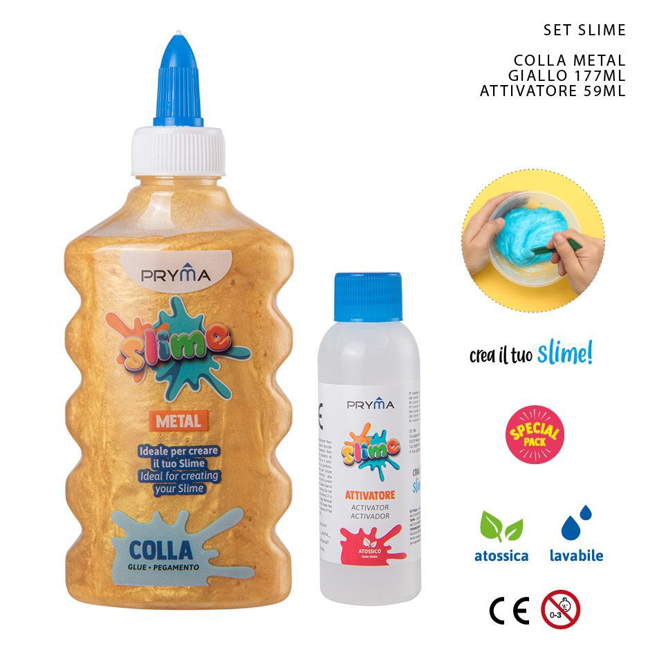 Juego de slime 59ml amarillo acero con adhesivo y molde