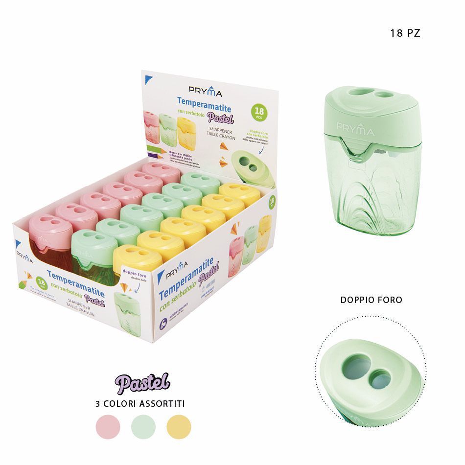 Sacapuntas pastel de doble agujero - Suministros de oficina