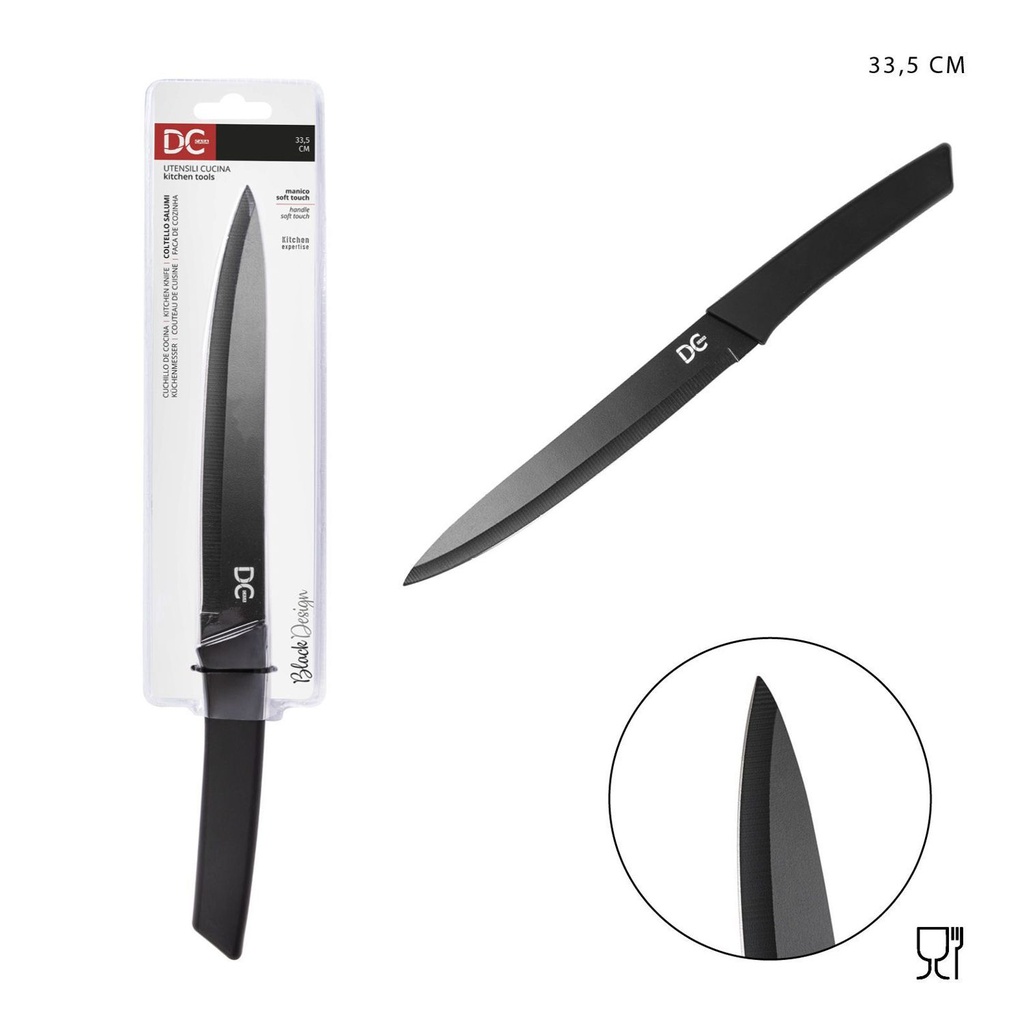 Cuchillo para salami L/Black 33.5cm sin contacto para cocina