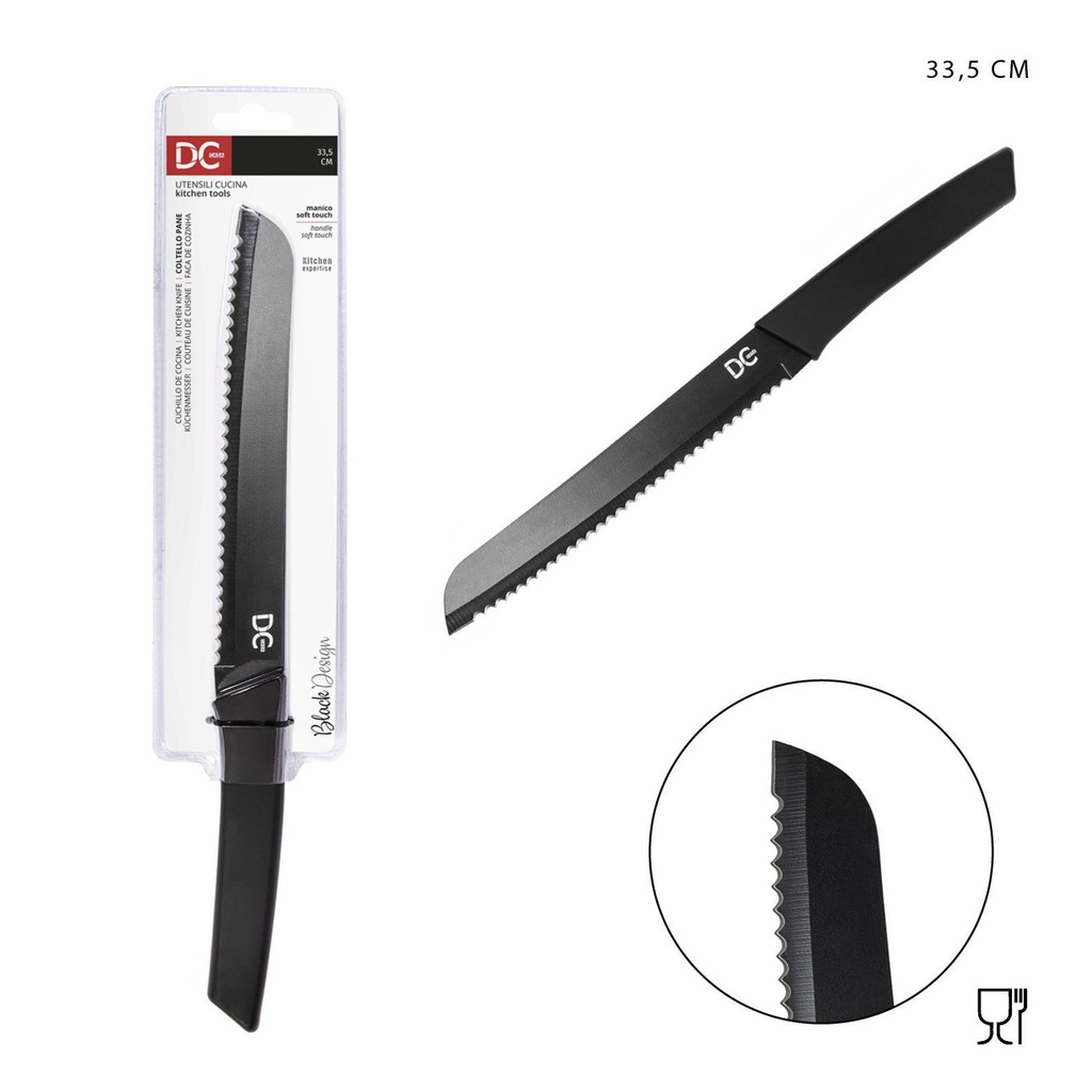Cuchillo de pan con negro diseño 33.5 cm - Utensilios de cocina