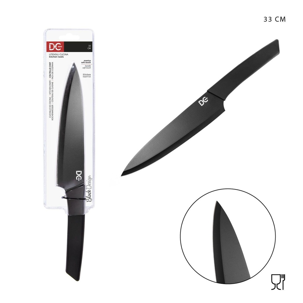 Cuchillo de chef de diseño negro 33cm