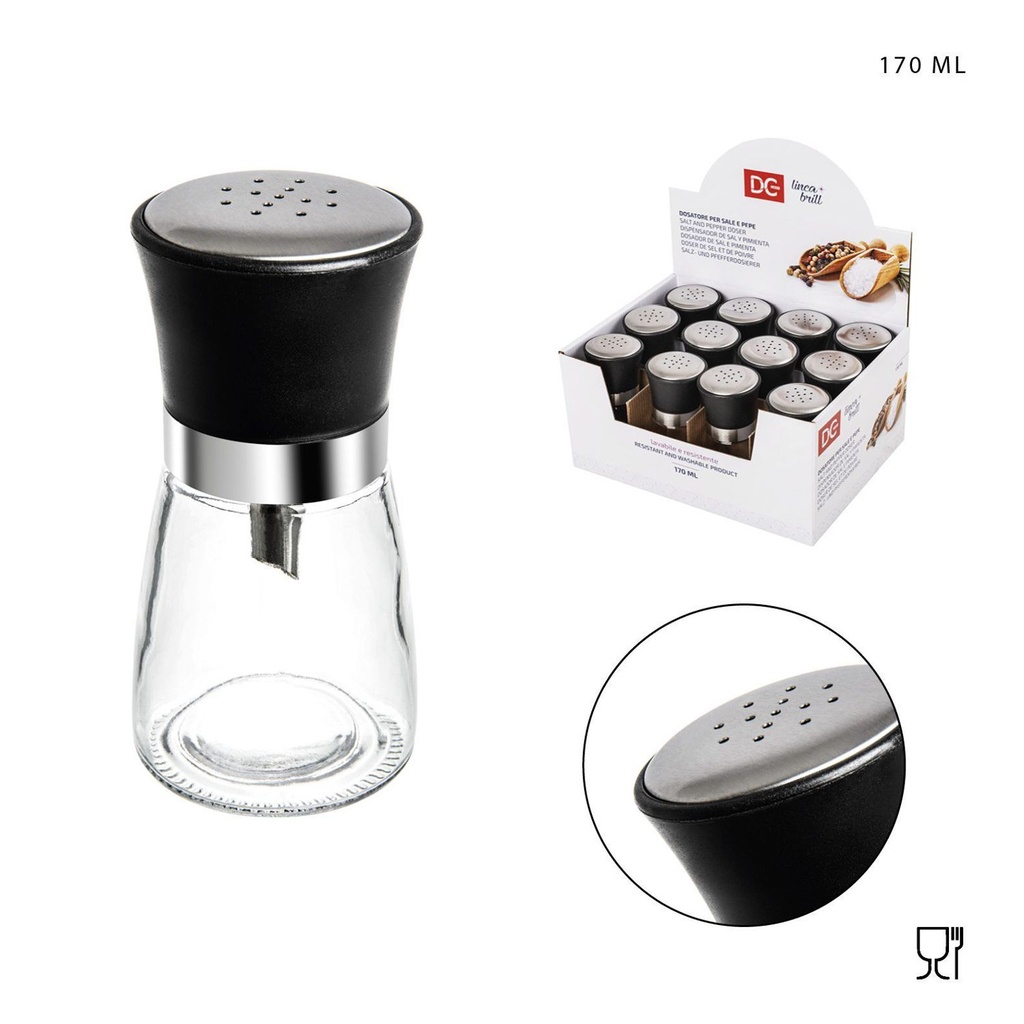 Dispensador de sal/pimienta 170 ml de cristal - Utensilios de cocina