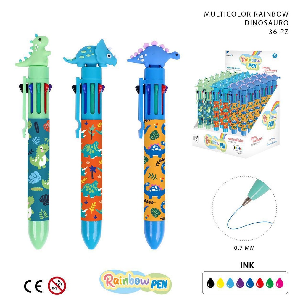 Bolígrafo de 8 colores 0.7mm dinosaurio para escritura y niños