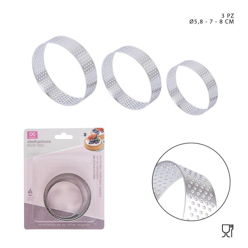 Molde redondo de presión de mousse 5.8-7-8cm 3pz - Baking