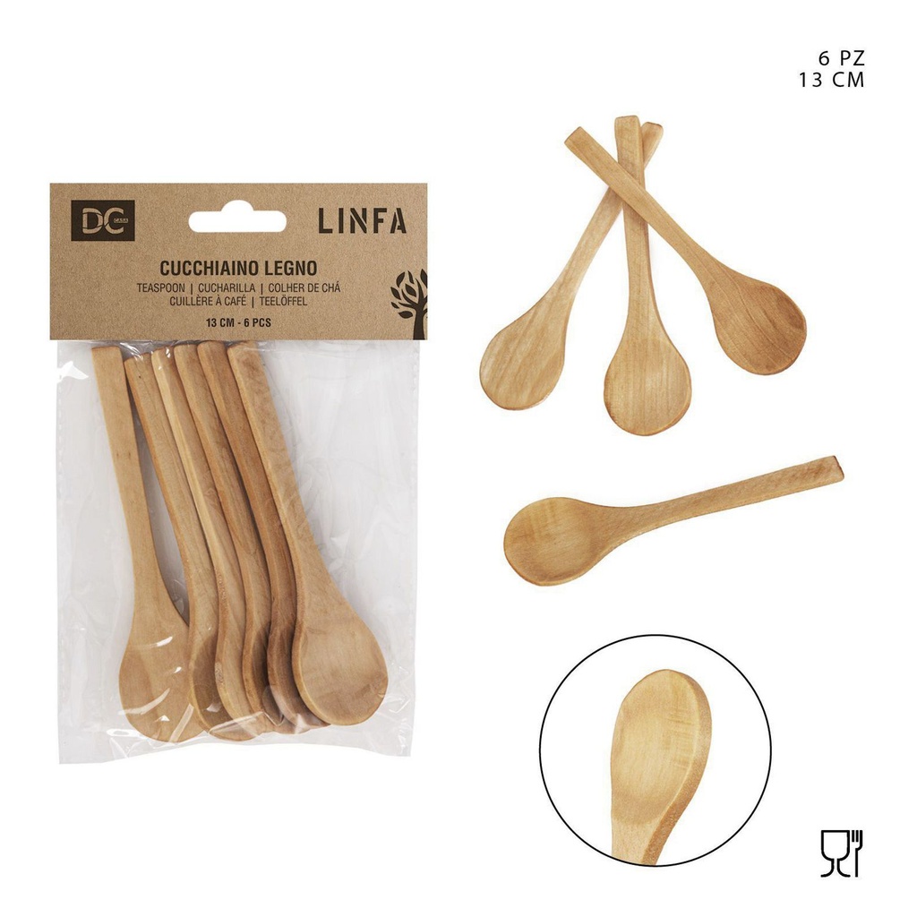 Cucharillas de madera 13cm 6pcs